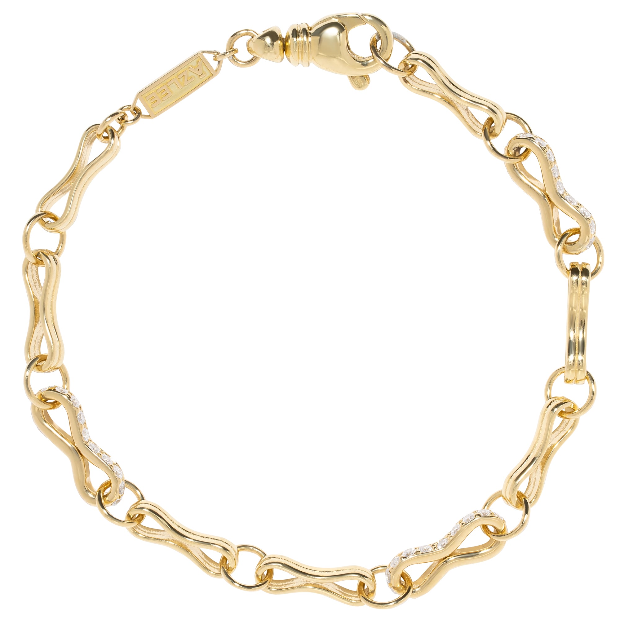 Azlee - Diamond Large Motif Double Link Bracelet 
