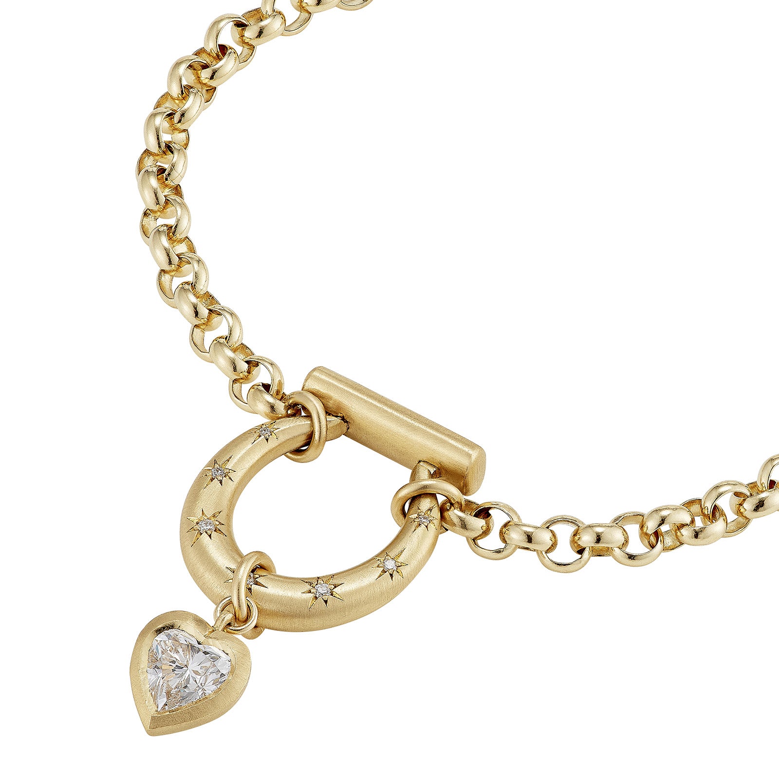 Cece 18" Medium Diamond Horseclip Necklace - Necklaces - Broken English Jewelry detail closed with diamond charm