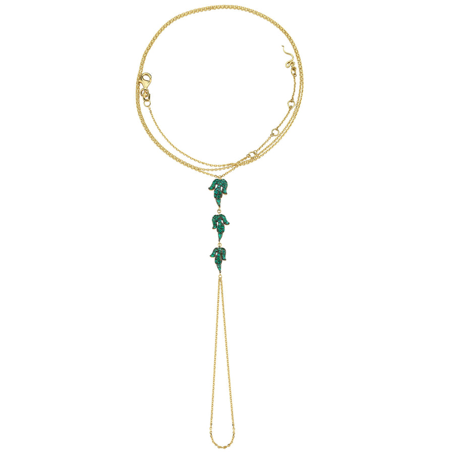 Aida Bergsen Emerald Delonix Handring Necklace - Necklaces - Broken English Jewelry top view