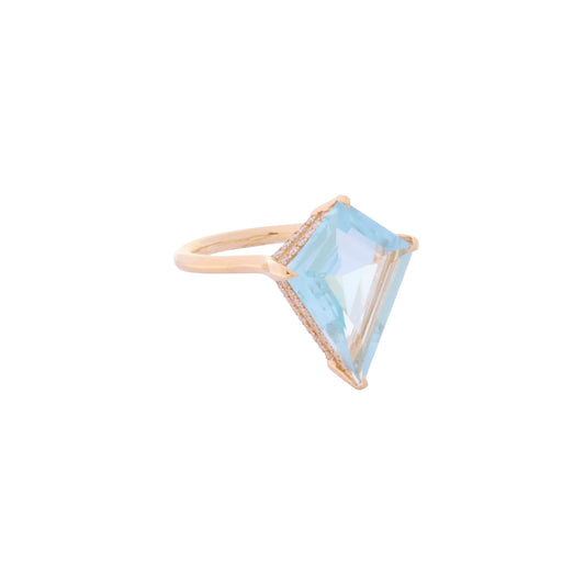 Aquamarine and Diamond Contour Kite Ring