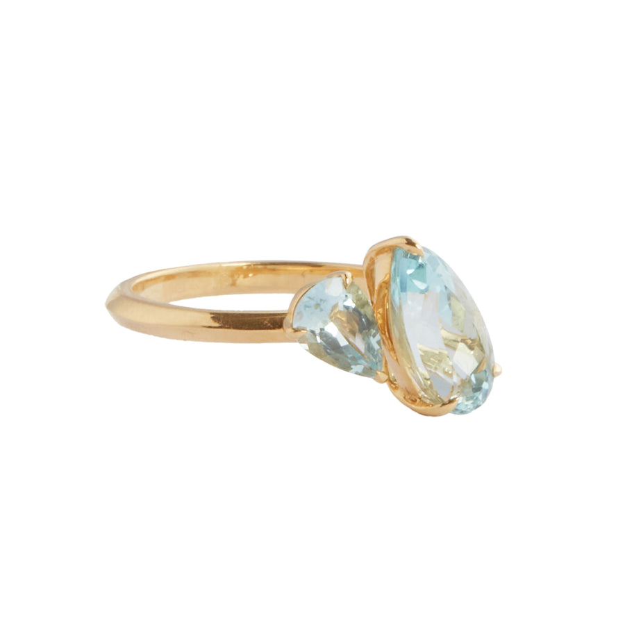 YI Collection Aquamarine Double Pear Ring - Rings - Broken English Jewelry side view