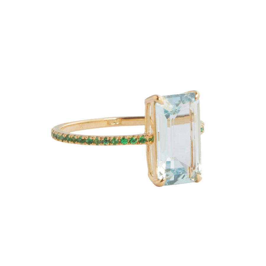 YI Collection Aquamarine and Emerald Spring Ring - Rings - Broken English Jewelry side view
