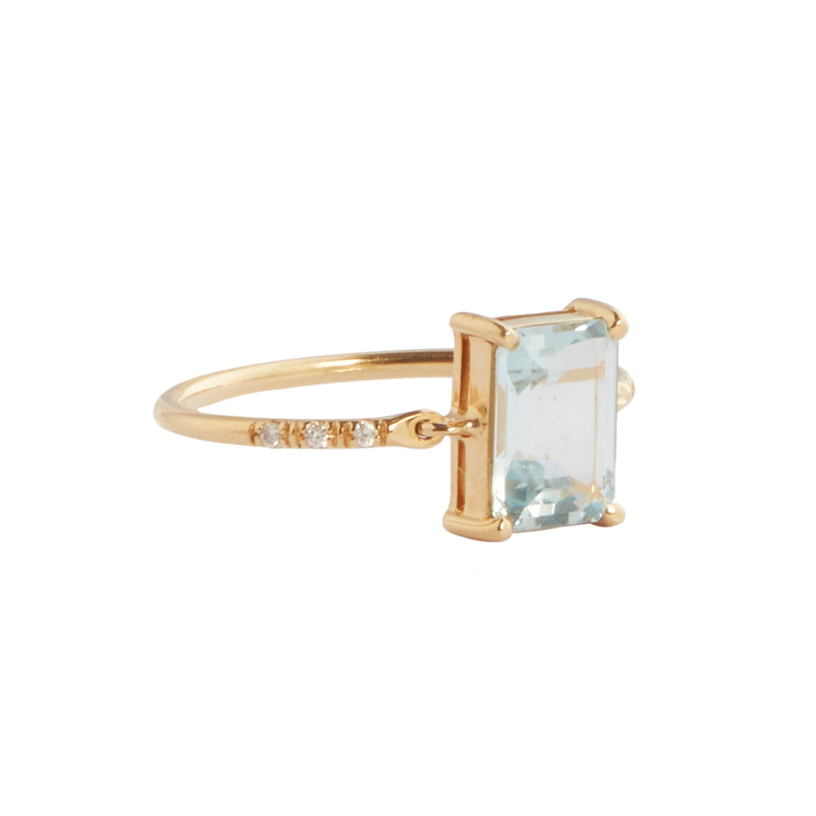 YI Collection Aquamarine Petite Diamond Circle Ring - Rings - Broken English Jewelry side view