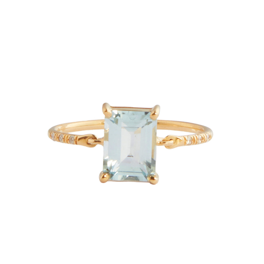 YI Collection Aquamarine Petite Diamond Circle Ring - Rings - Broken English Jewelry front view
