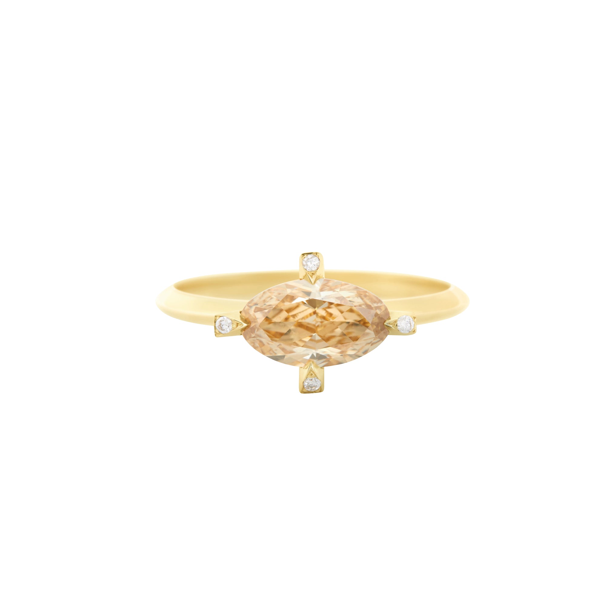 Champagne Diamond and White Diamond Compass Ring