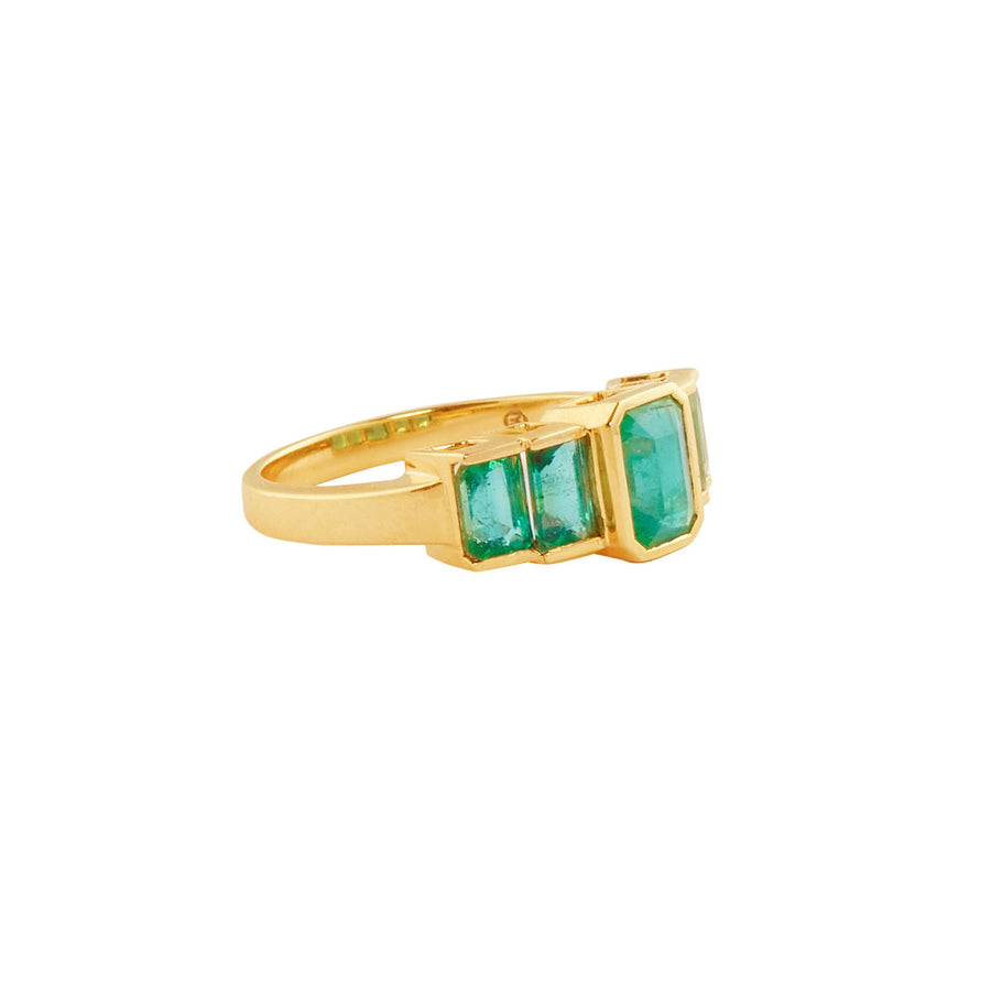 YI Collection Echo Ring - Emerald - Rings - Broken English Jewelry side view