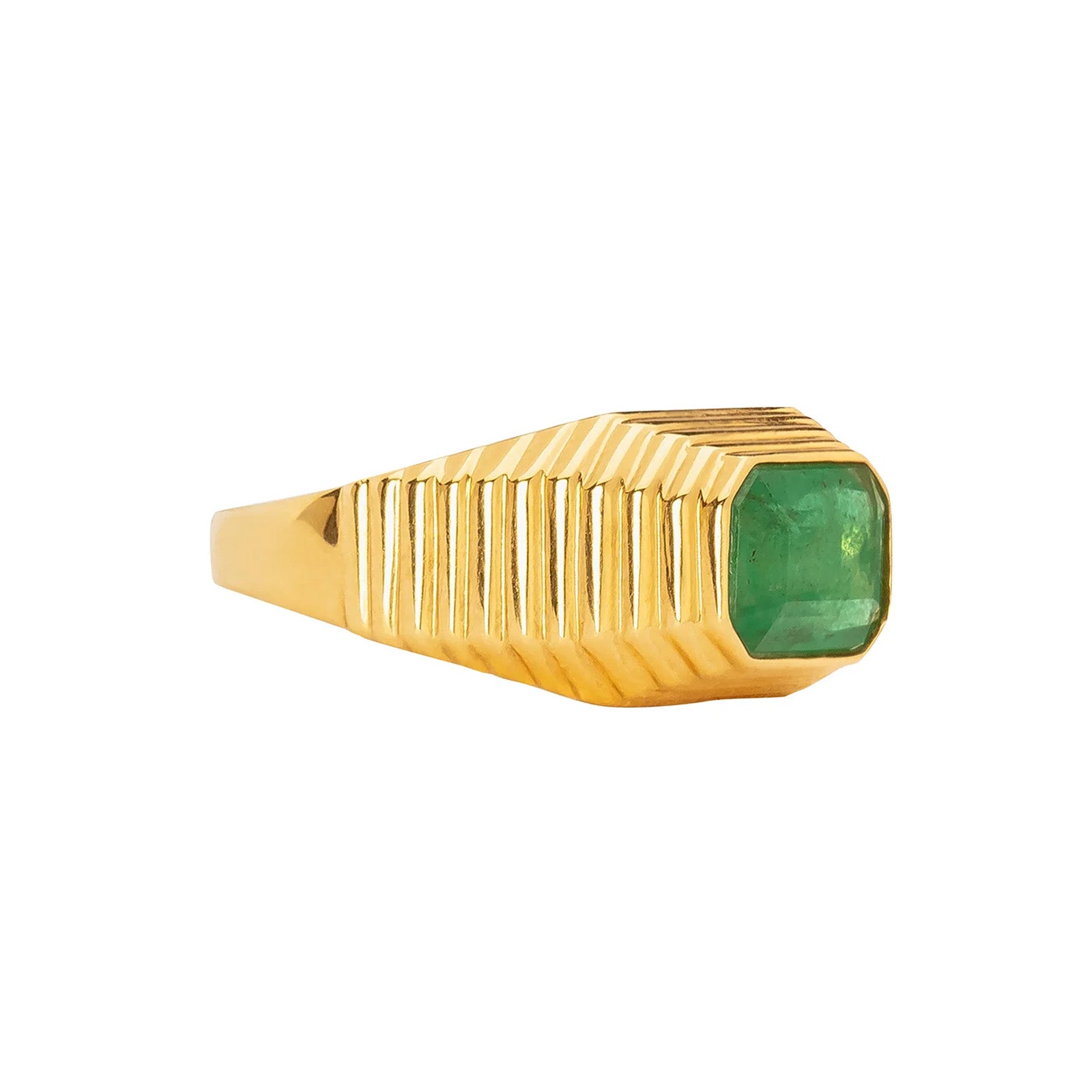 YI Collection Pyramid Large Ring - Emerald - Rings - Broken English Jewelry side view