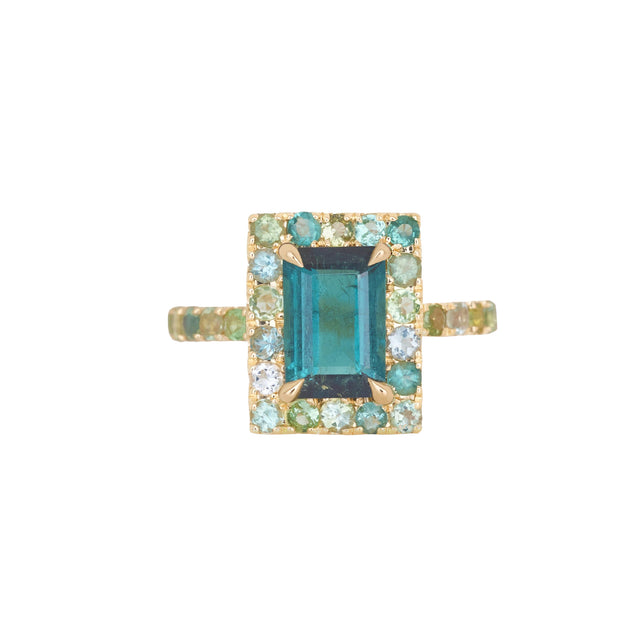Indicolite Tourmaline and Multi Tourmaline Candy Ring