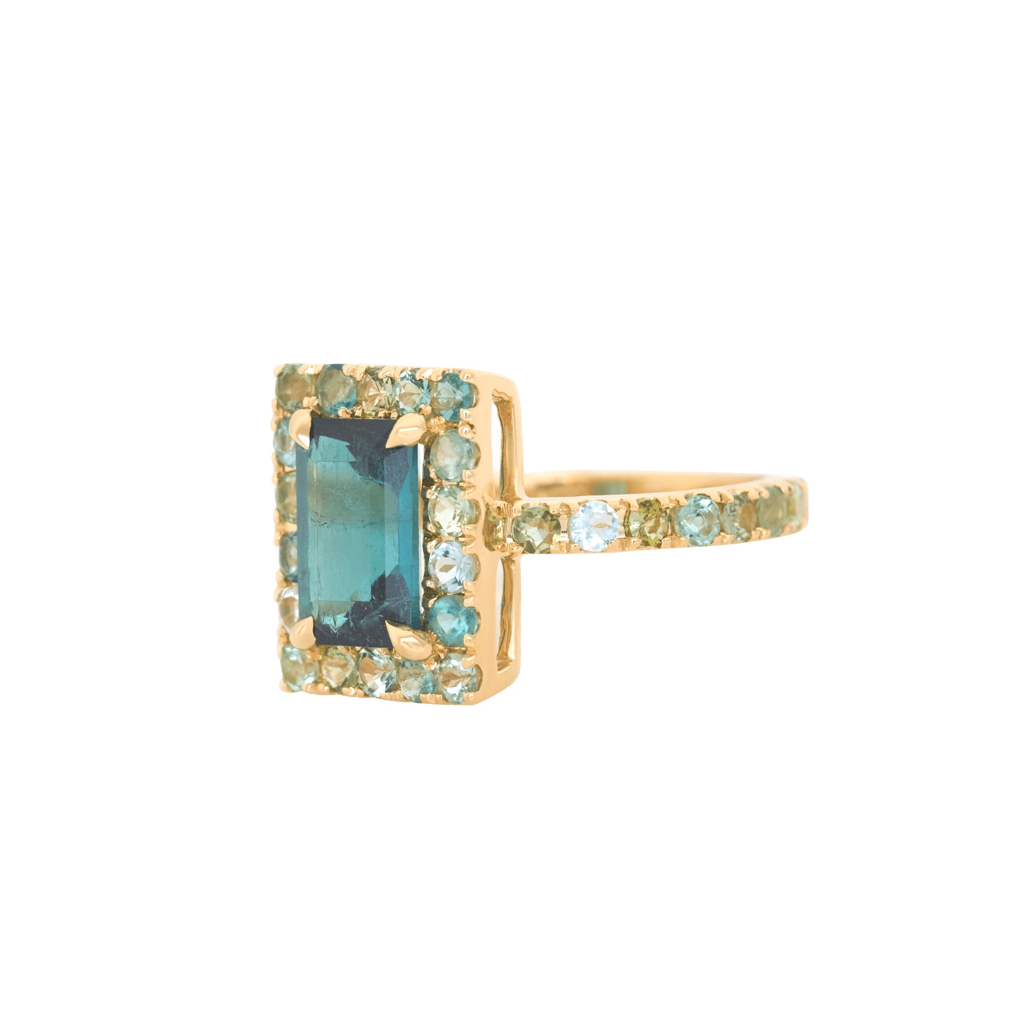 Indicolite Tourmaline and Multi Tourmaline Candy Ring