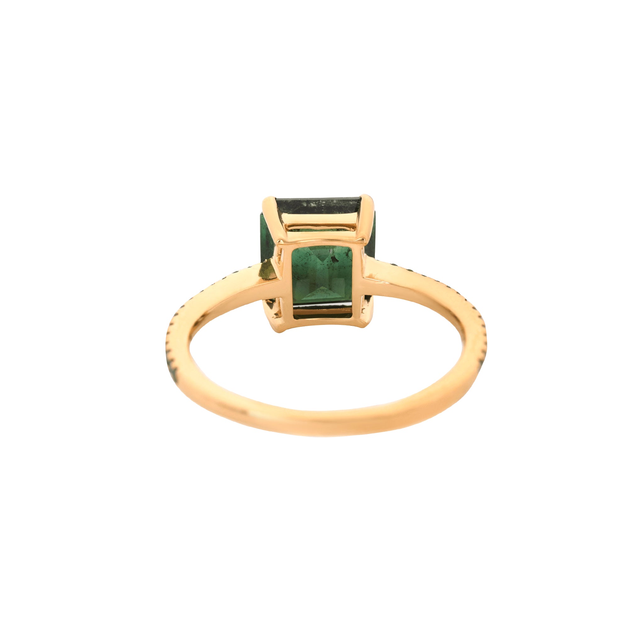 Green Tourmaline and Diamond Ombre Bar Ring