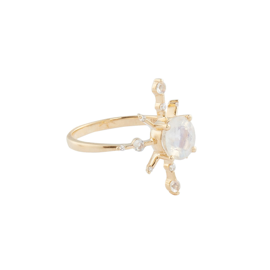 YI Collection Rainbow Moonstone Starburst Ring - Rings - Broken English Jewelry side view