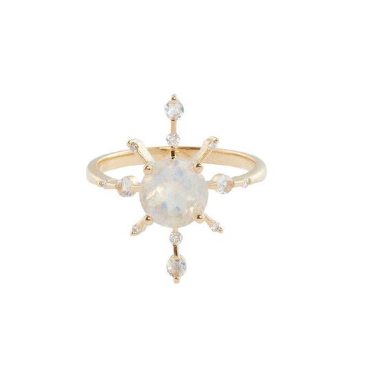 Rainbow Moonstone Starburst Ring - Main Img
