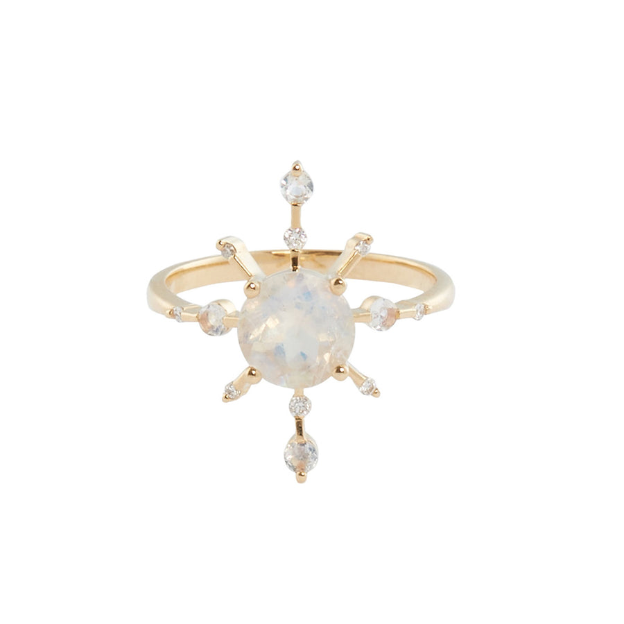 YI Collection Rainbow Moonstone Starburst Ring - Rings - Broken English Jewelry front view