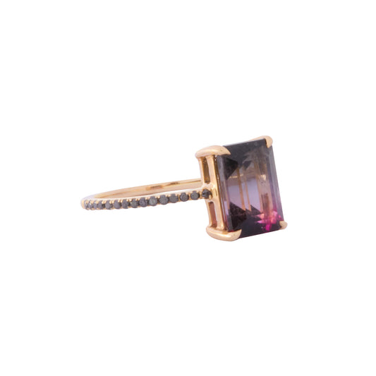 Watermelon Tourmaline Raven Ring