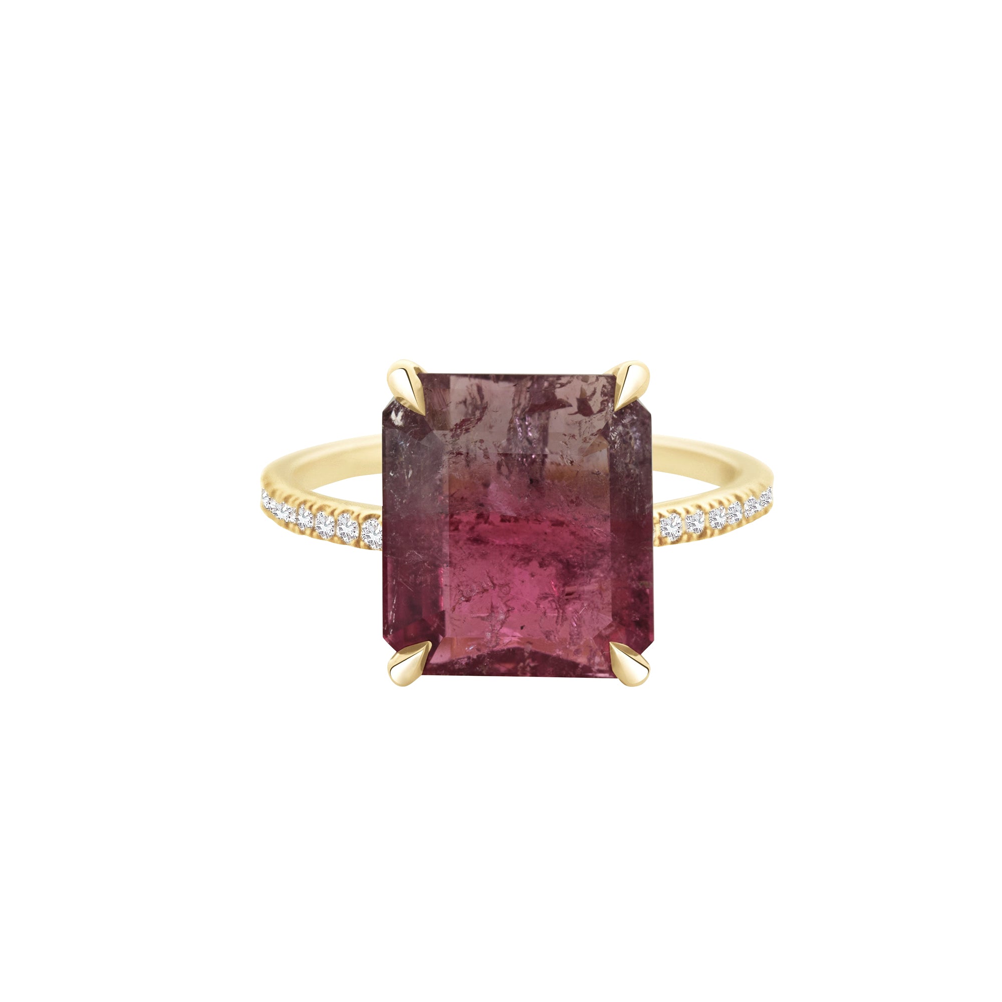 Raspberry Watermelon Tourmaline and Diamond Supreme Ring