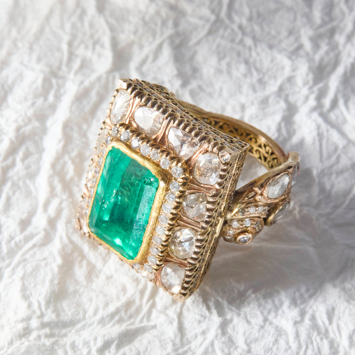 百合香zzrリング✨️ Hirotaka - Cuff Ring l - Diamond & Tahitian Black Pearl by
