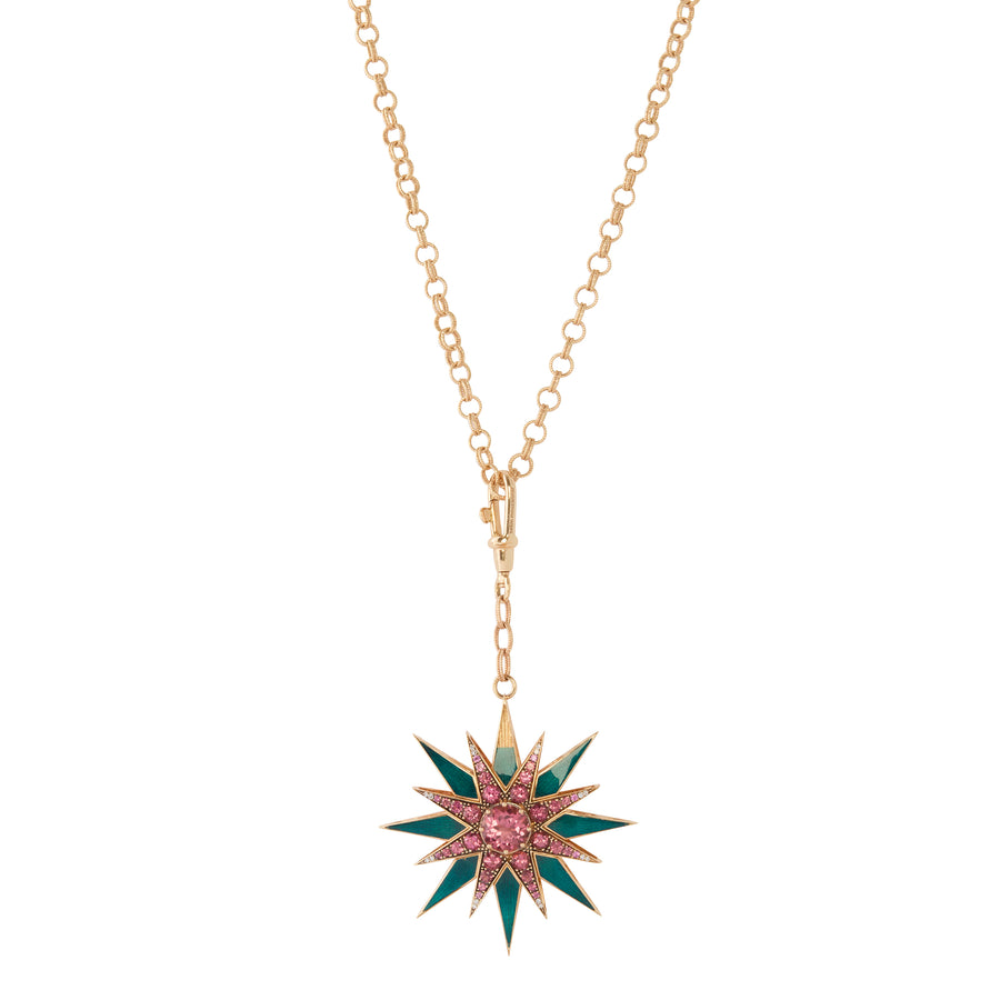 Diamond Tourmaline and Rhodolite Istanbul Pendant Necklace