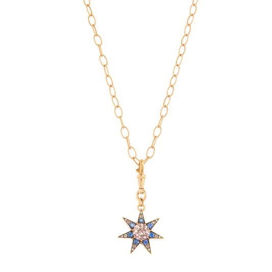 Morganite, Blue Sapphire, and Diamond Istanbul Pendant Necklace - Main Img