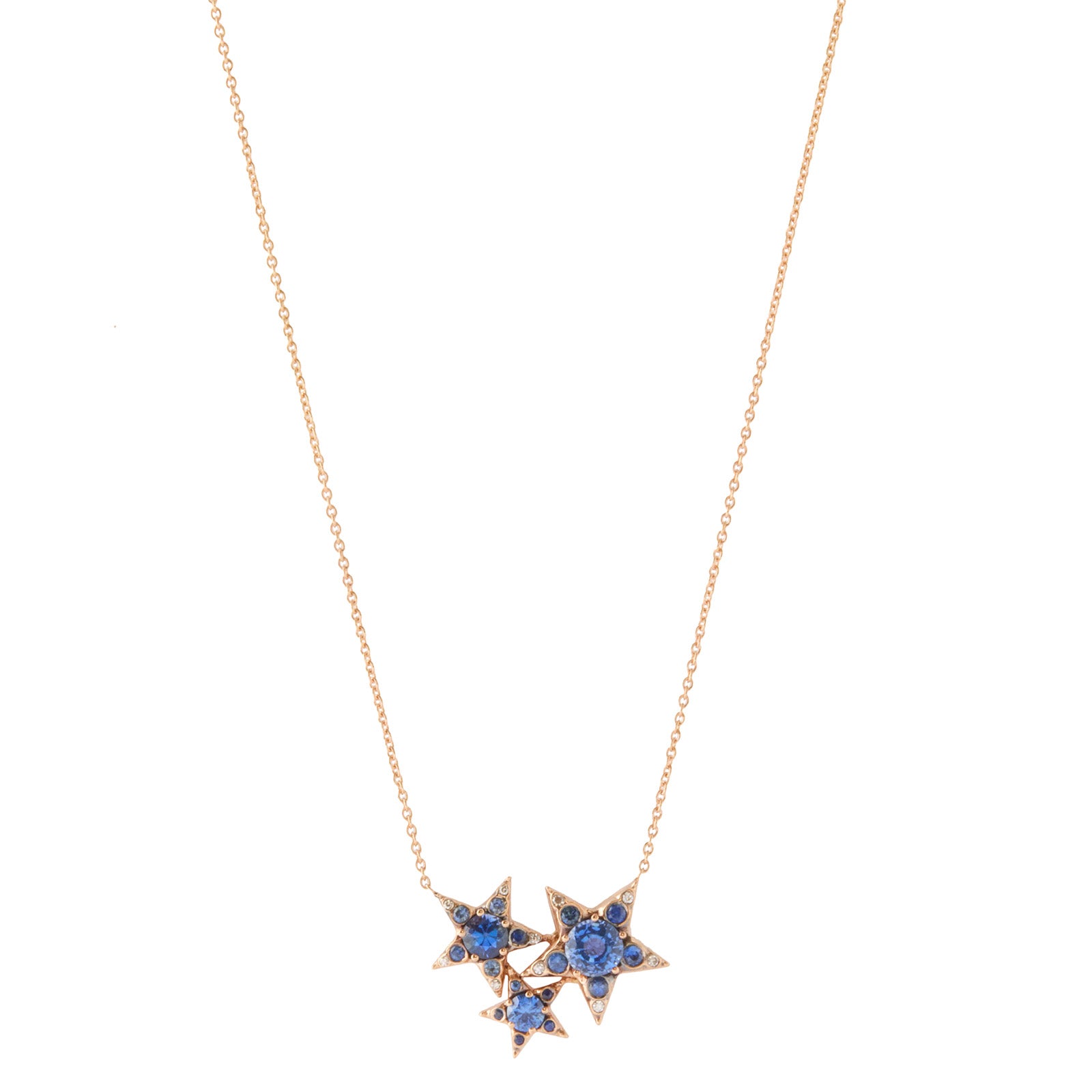 Selim Mouzannar Istanbul Star Cluster Necklace - Blue Sapphire - Necklaces - Broken English Jewelry