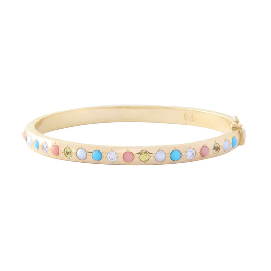 Gypsy Bangle - Coral, Diamond, Turquoise, and Mother of Pearl - Main Img