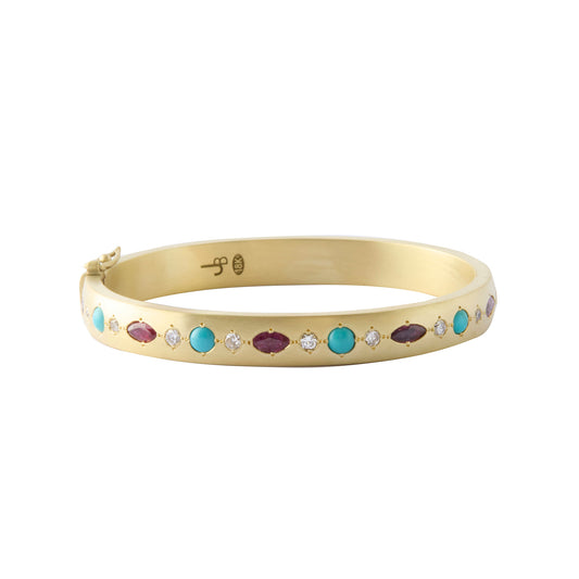 Gypsy Bangle - Ruby, Diamond, and Turquoise - Main Img