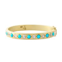 Large Gypsy Bangle - Turquoise and Diamond – Broken English