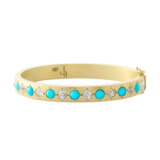 Large Gypsy Bangle - Turquoise and Diamond - Main Img