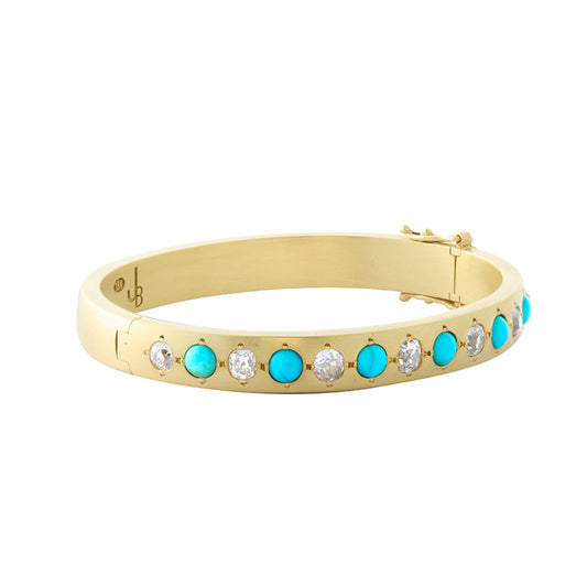 Large Gypsy Bangle - Turquoise and Diamond