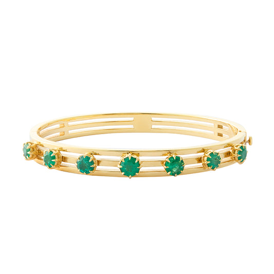 7 Stone Bangle - Emerald - Main Img