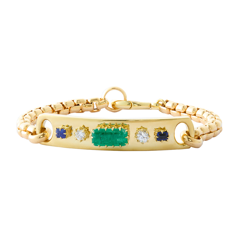 Morse Code Bracelet - Emerald, Diamond, and Blue Sapphire