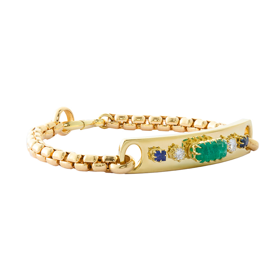 Morse Code Bracelet - Emerald, Diamond, and Blue Sapphire