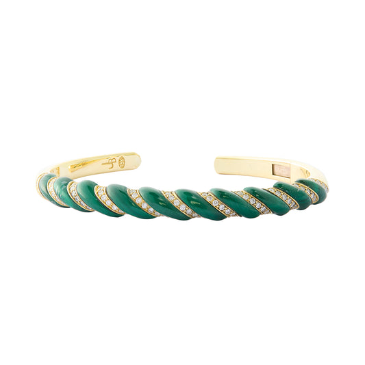 70s Bangle - Malachite and Diamond - Main Img