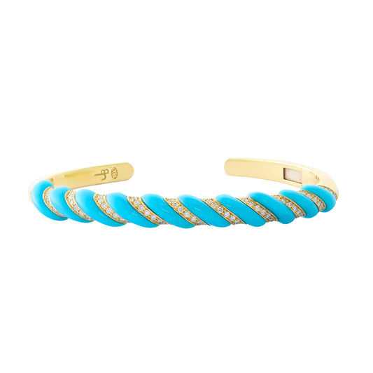 70s Bangle - Turquoise and Diamond - Main Img