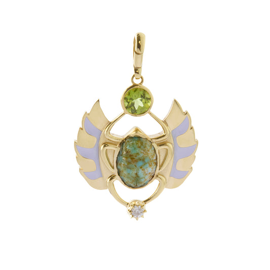 Peridot Flying Scarab Pendant - Main Img