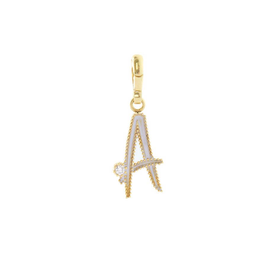 Lavender Enamel Initial "A" Charm