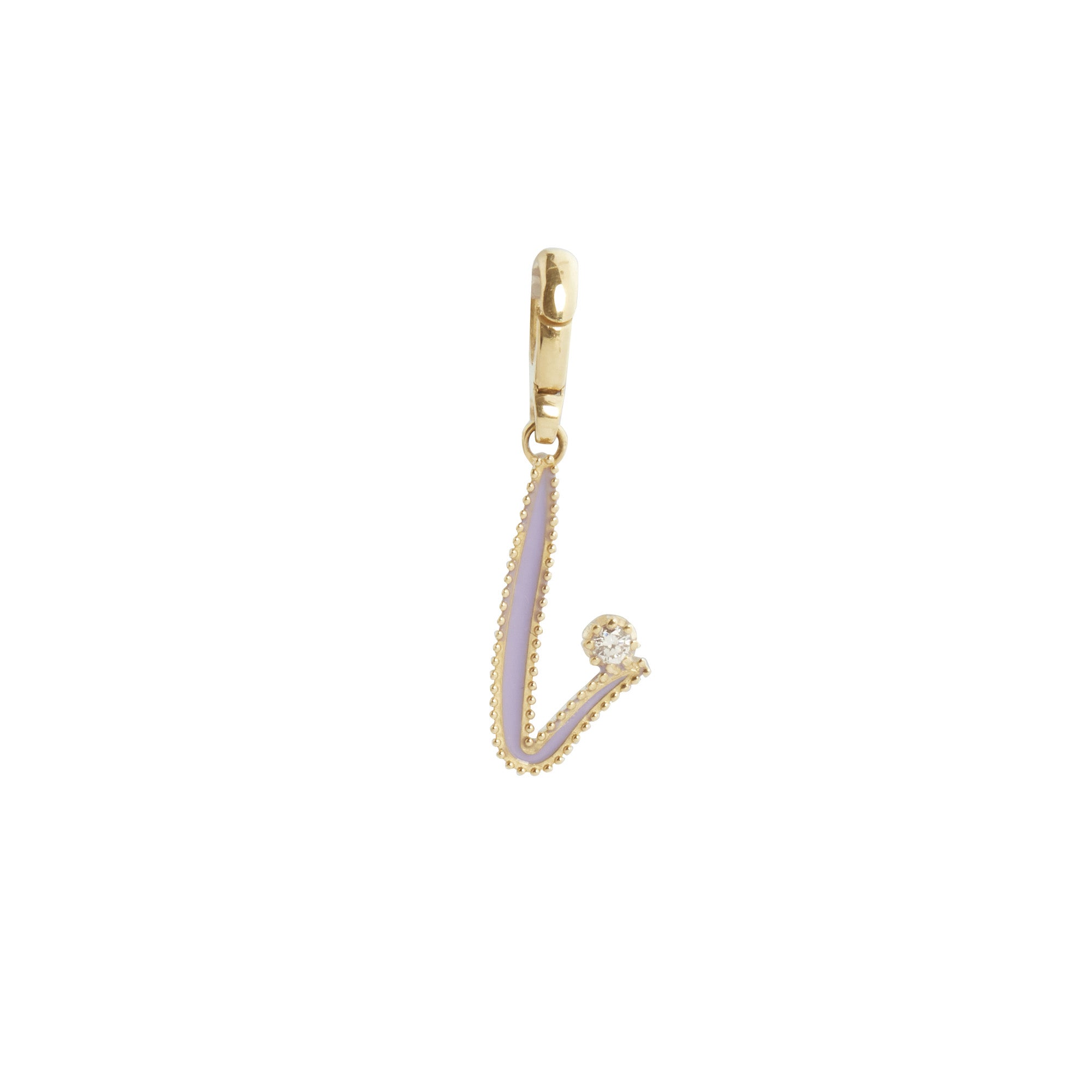 Jenna Blake Lavender Enamel Initial L Charm - Charms & Pendants - Broken English Jewelry front view
