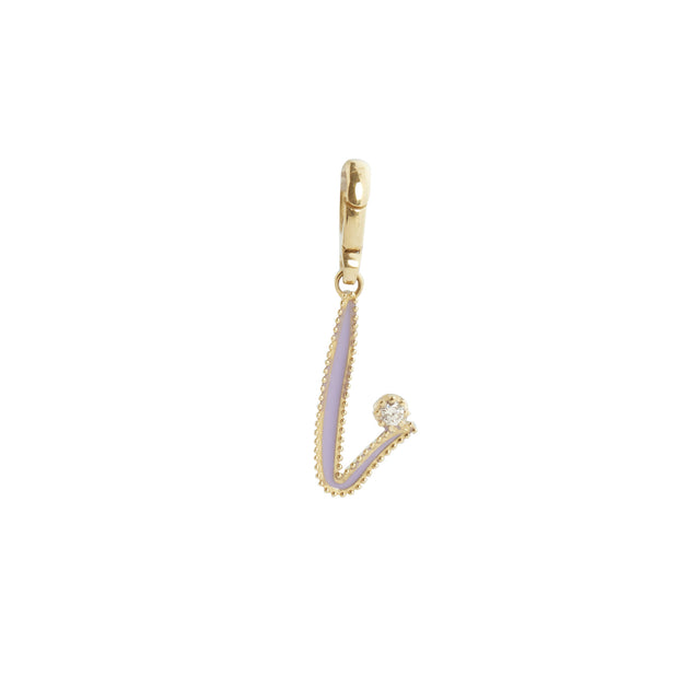 Jenna Blake Lavender Enamel Initial L Charm - Charms & Pendants - Broken English Jewelry front view