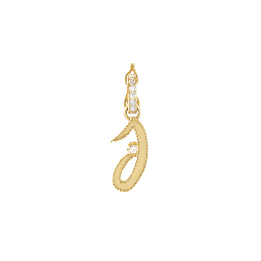 Mini Initial "J" Charm - Diamond