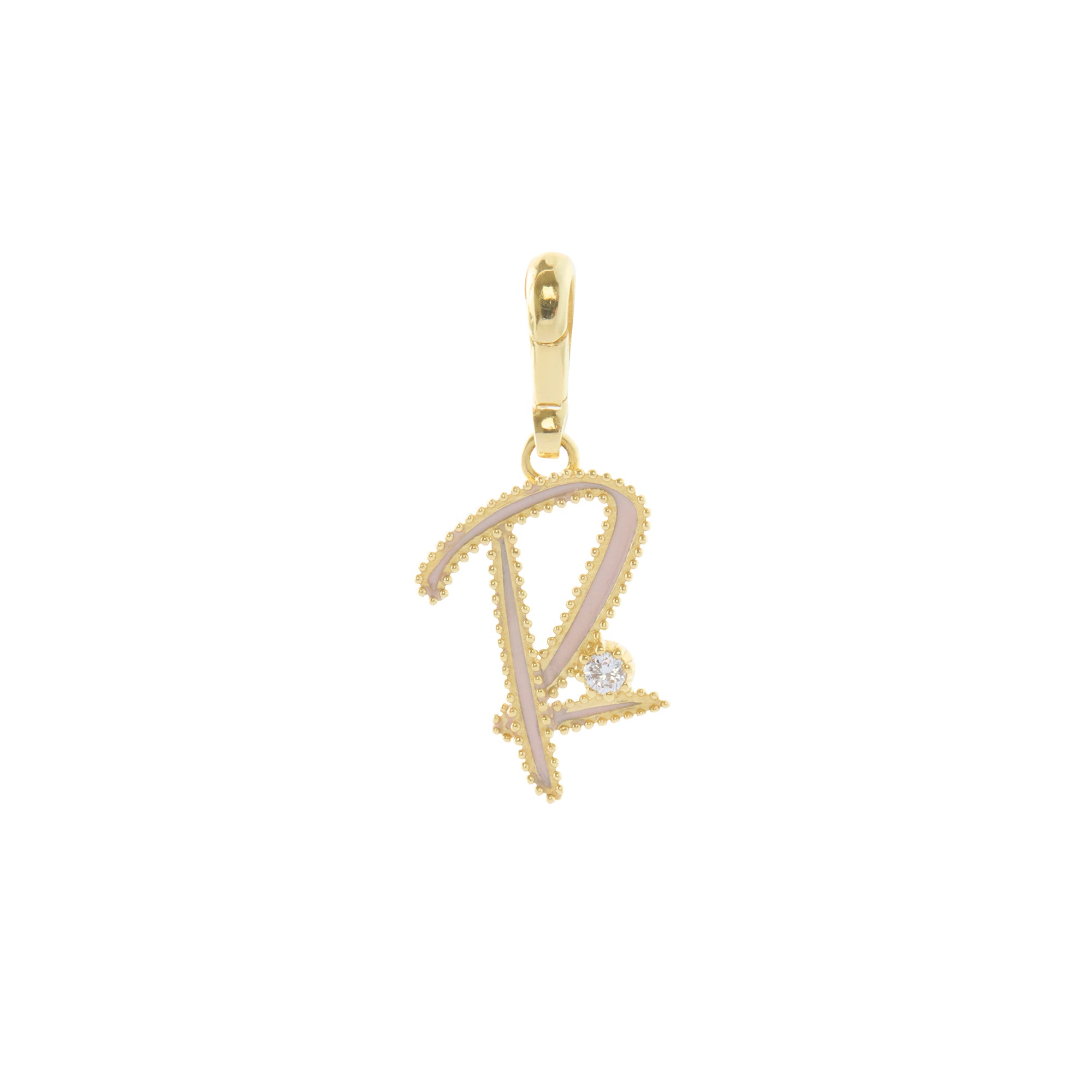 Pink Enamel Initial "R" Charm