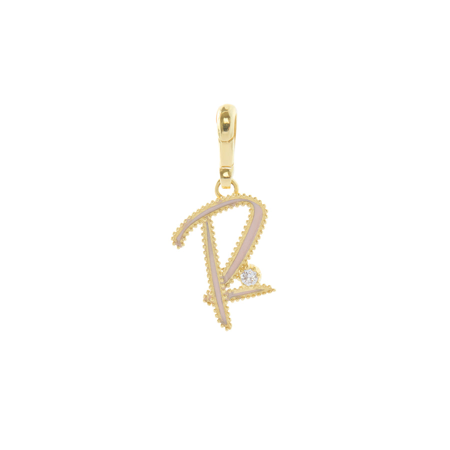 Pink Enamel Initial "R" Charm