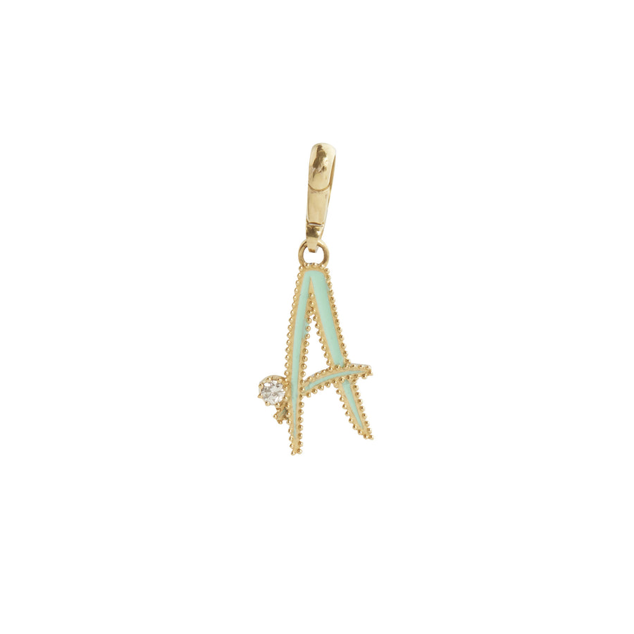 Jenna Blake Turquoise Enamel Initial A Charm - Charms & Pendants - Broken English Jewelry front view