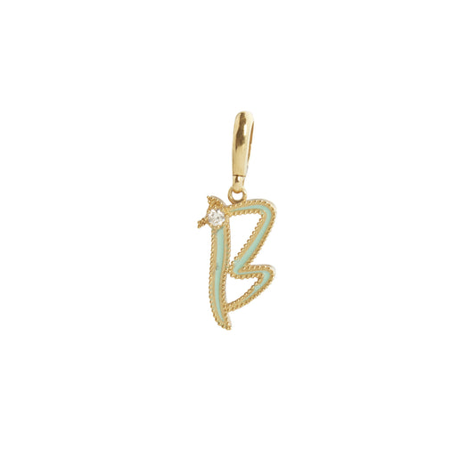 Turquoise Enamel Initial B Charm - Main Img