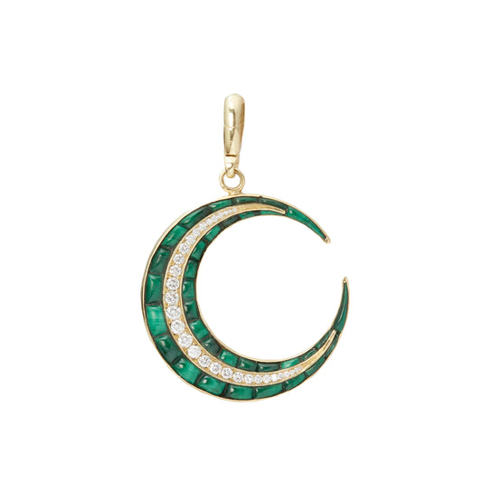 Malachite Puzzle Crescent Charm - Main Img