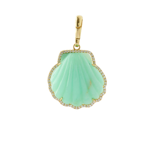 Chrysoprase Carved Shell Pendant - Main Img