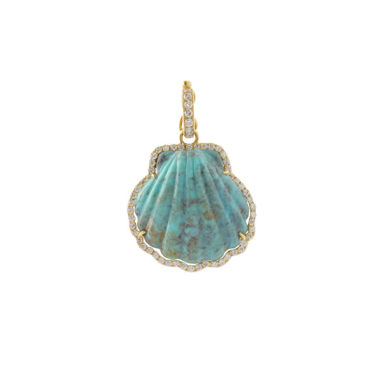 Turquoise Mini Carved Shell Charm - Main Img