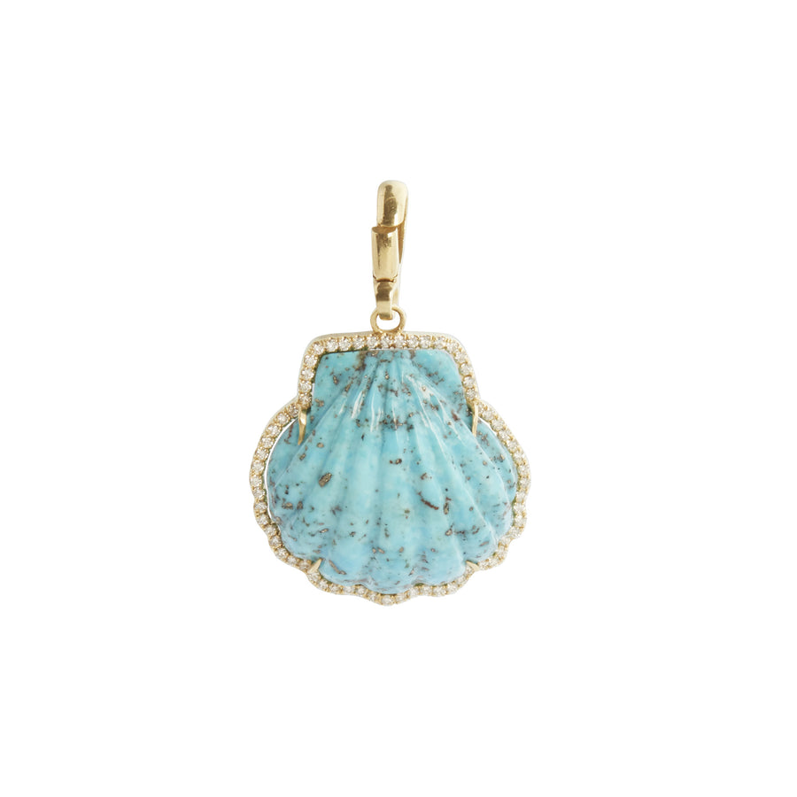 Jenna Blake Carved Shell Charm - Turquoise - Charms & Pendants - Broken English Jewelry front view