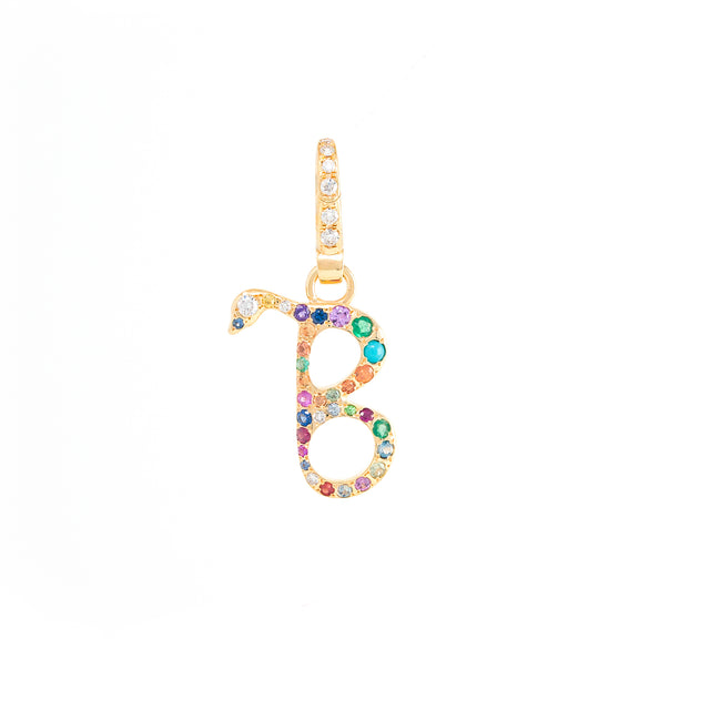 Rainbow Snake Initial 'B' Charm
