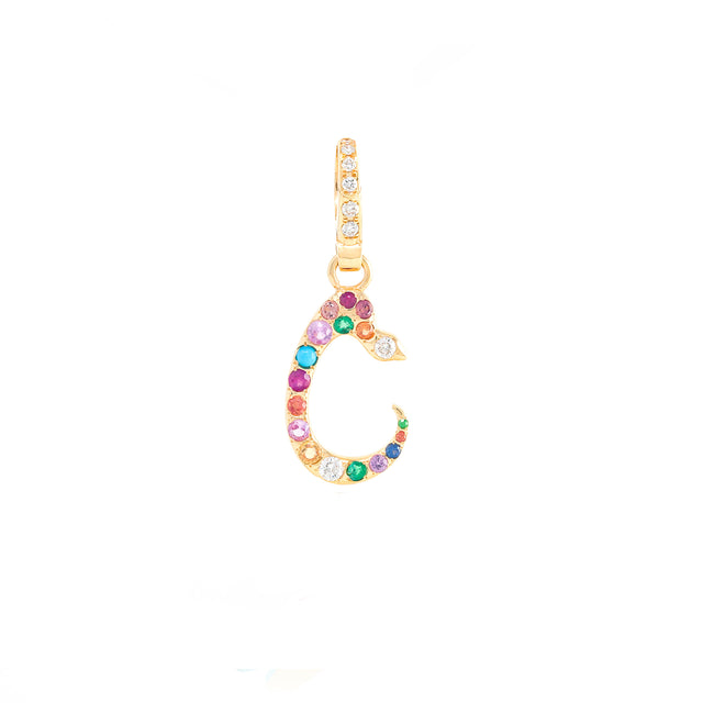 Rainbow Snake Initial 'C' Charm