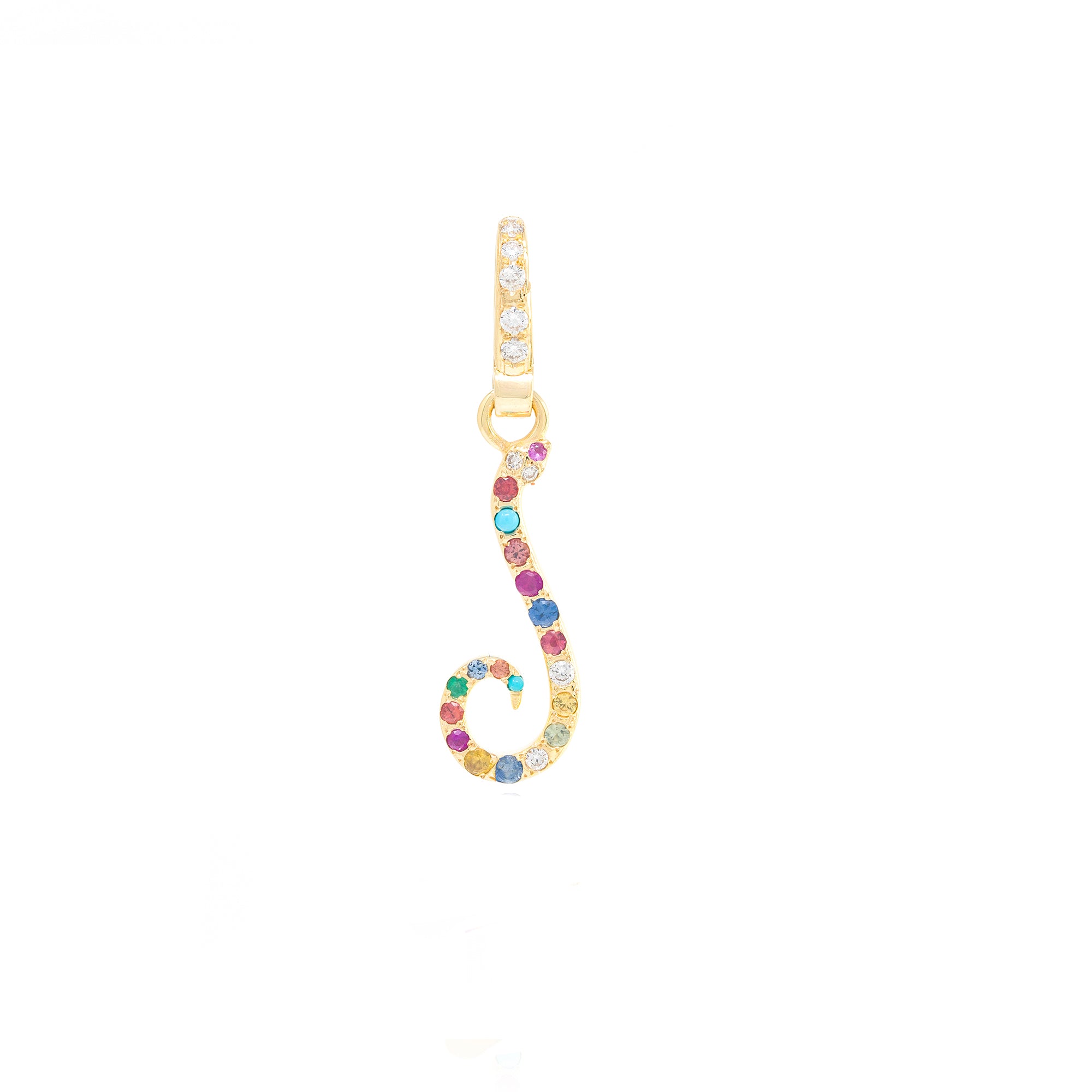 Rainbow Snake Initial 'J' Charm