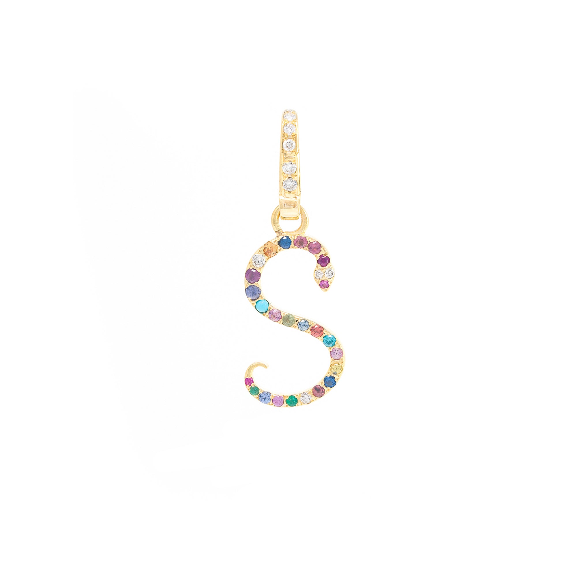 Rainbow Snake Initial 'S' Charm